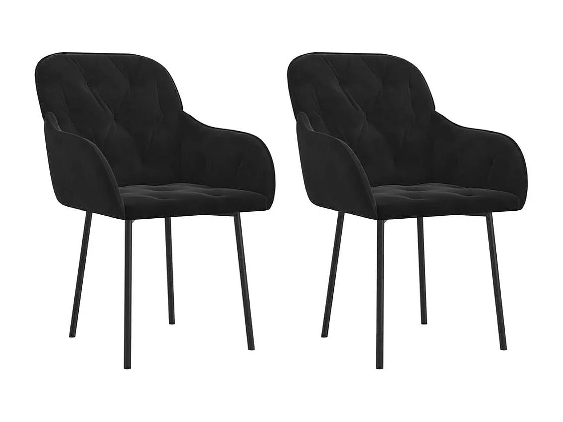 Chaises à manger lot de 2 Noir Velours
