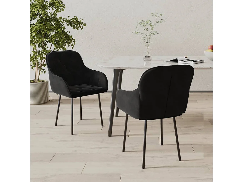 Chaises à manger lot de 2 Noir Velours