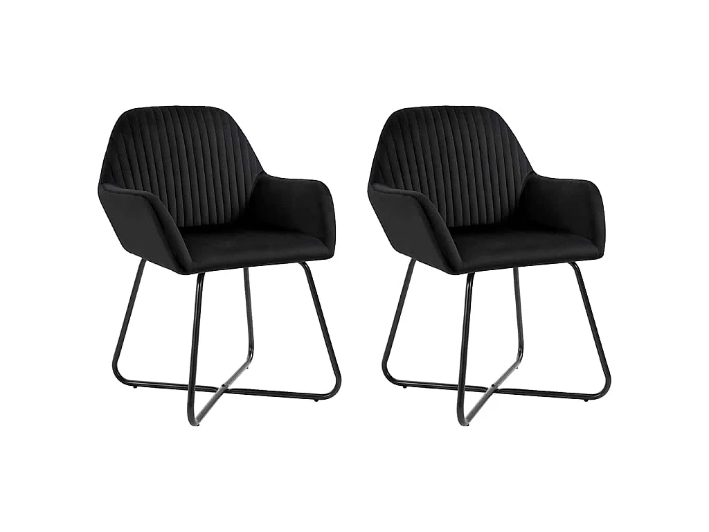 Chaises à manger lot de 2 Noir Velours