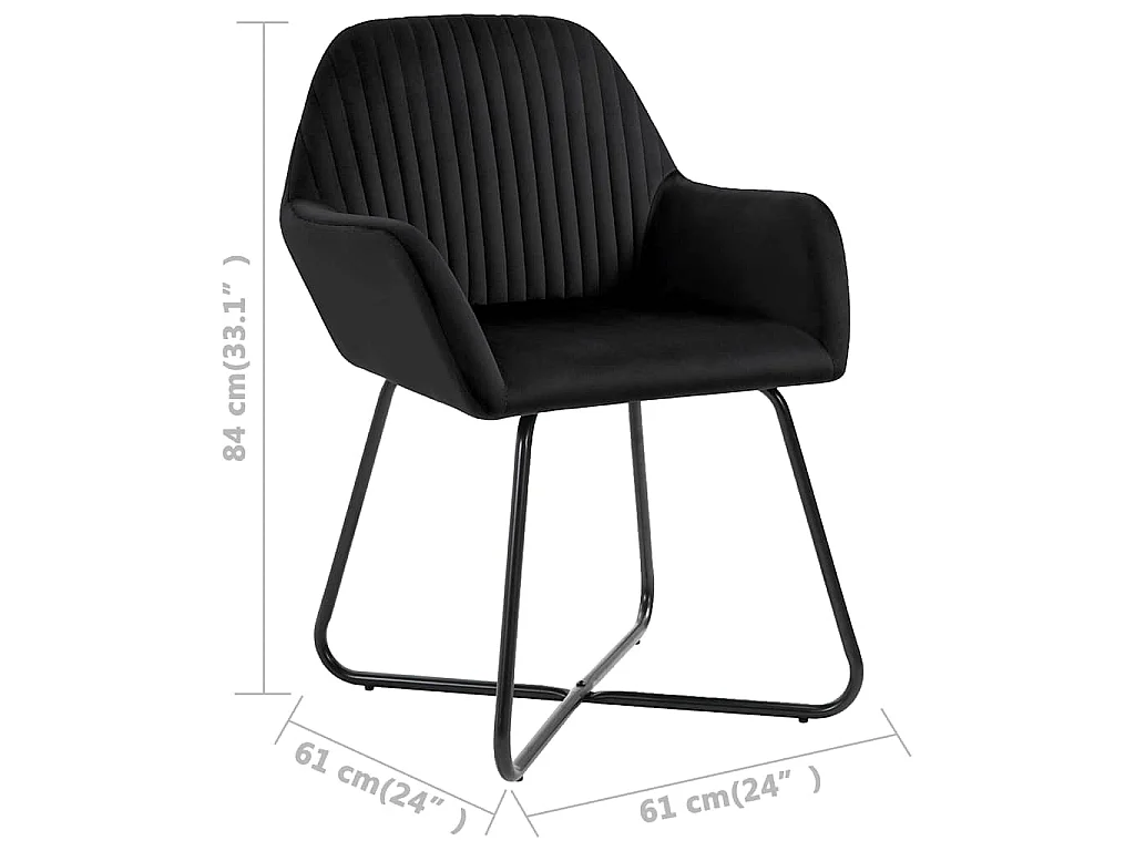 Chaises à manger lot de 2 Noir Velours