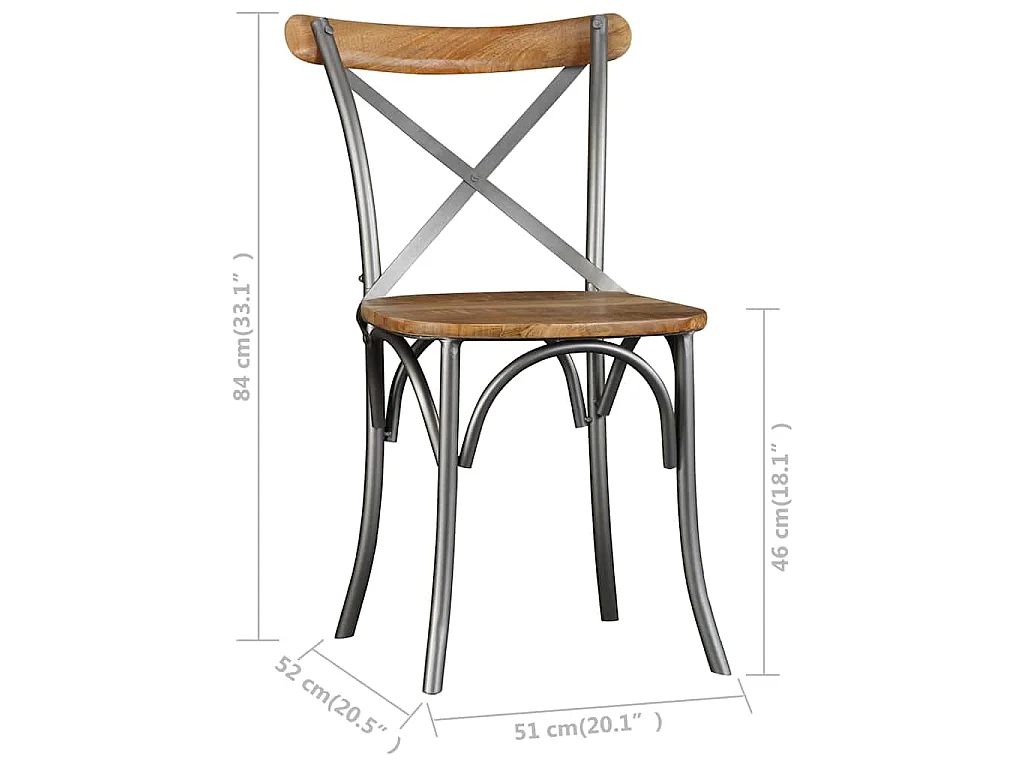 Chaises à manger lot de 2 bois solide de manguier