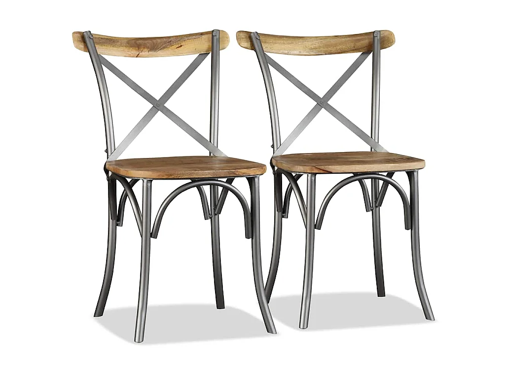 Chaises à manger lot de 2 bois solide de manguier