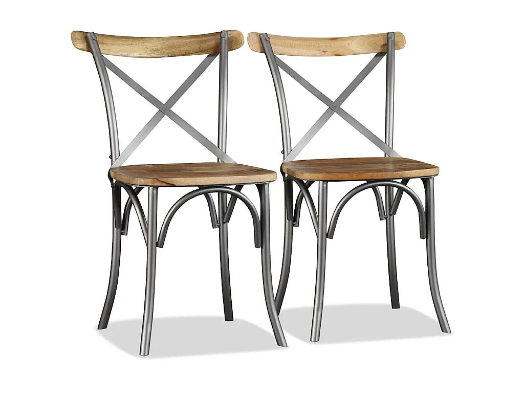 Chaises à manger lot de 2 bois solide de manguier
