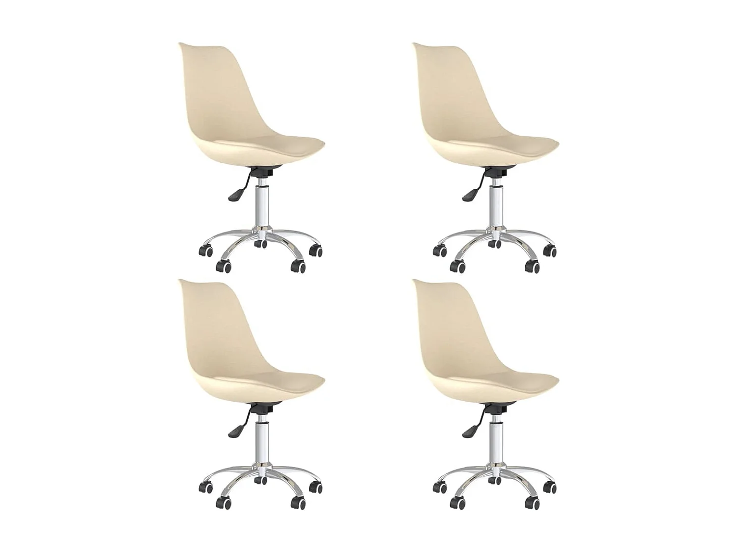 Eetkamerstoelen 4 st draaibaar stof crèmekleurig