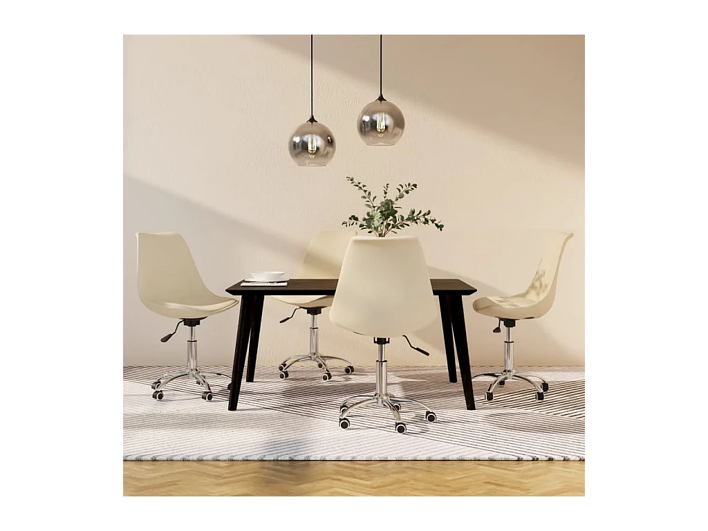 Chaises pivotantes à manger lot de 4 Crème Tissu