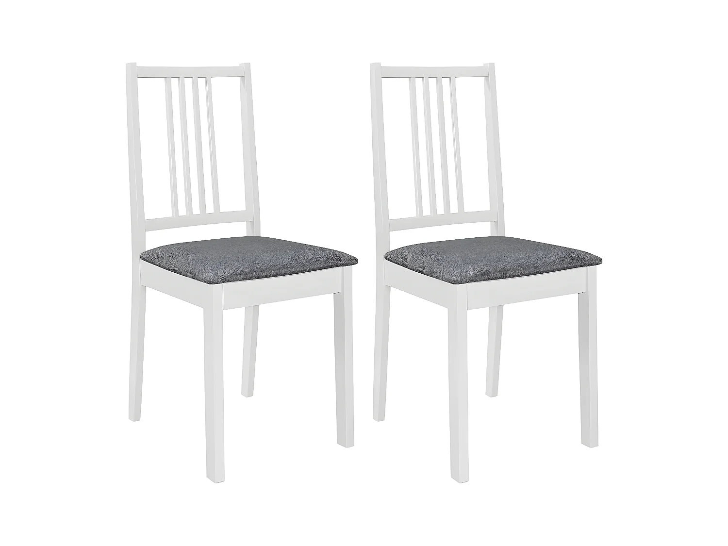 Eetkamerstoelen met kussens 2 st massief hout wit