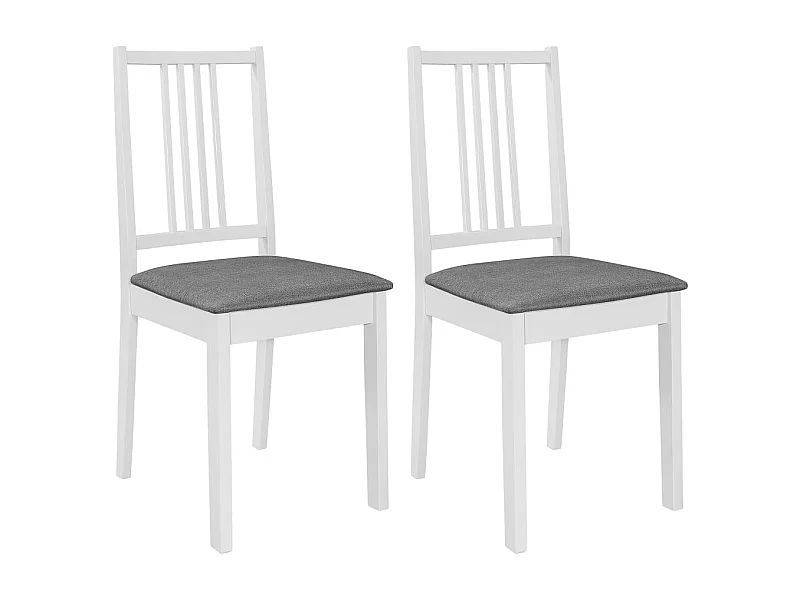 Cadeiras de jantar com almofadões 2 pcs madeira maciça branco