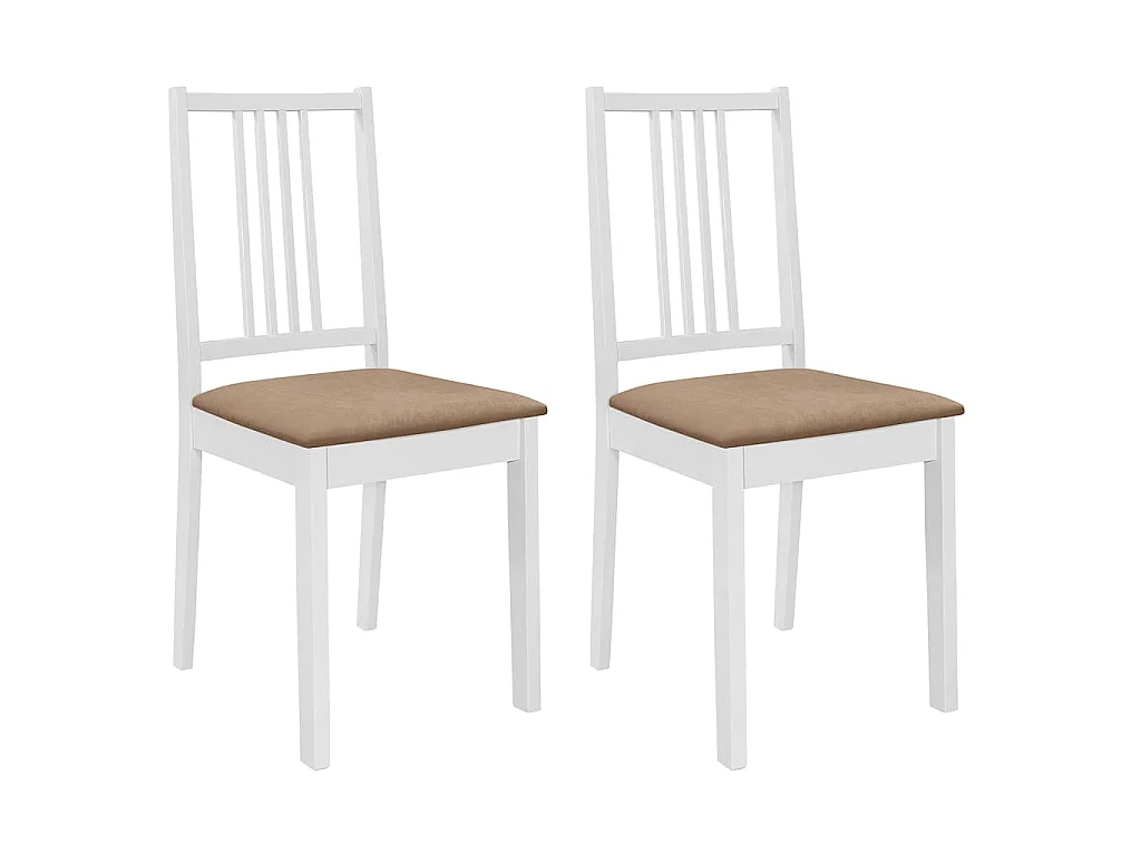 Chaises à manger avec coussins lot de 2 blanc bois solide