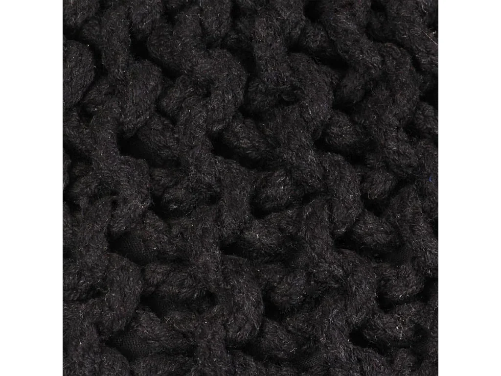Puf tejido a mano 50x35 cm algodón negro