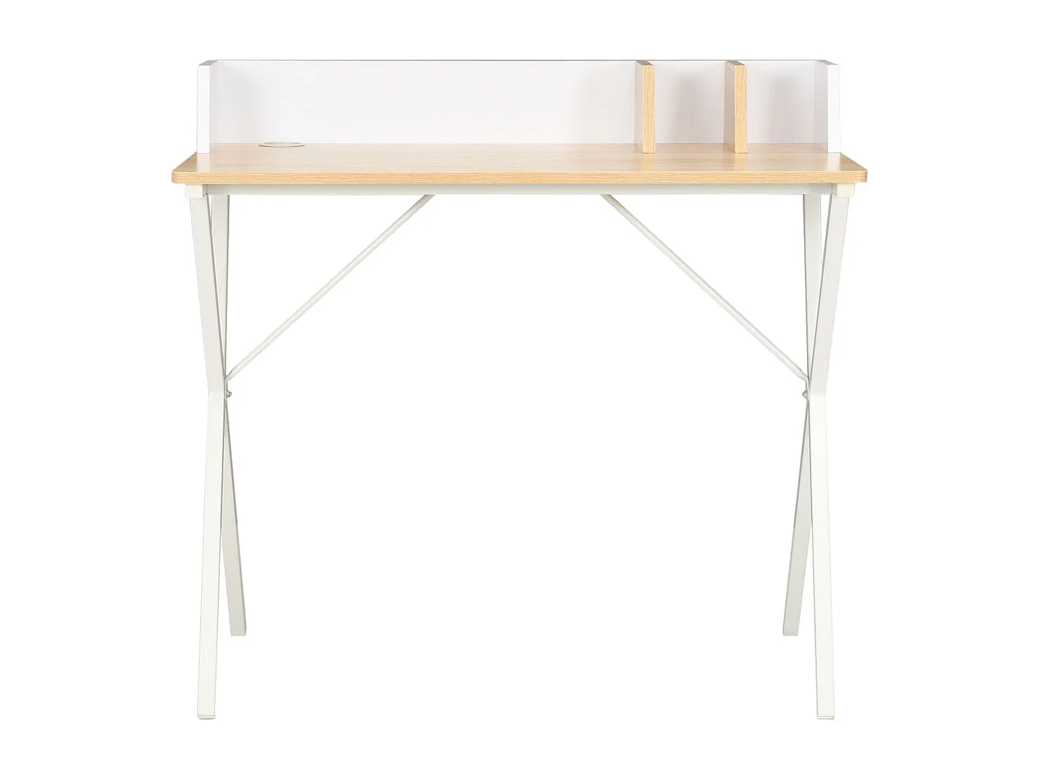 Bureau 80x50x84 cm wit en natuurlijk
