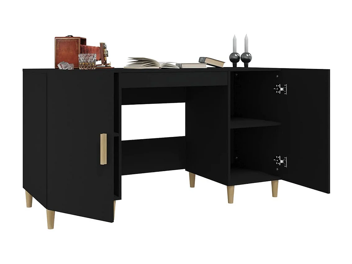 Bureau Noir 140x50x75 cm Bois d'ingénierie