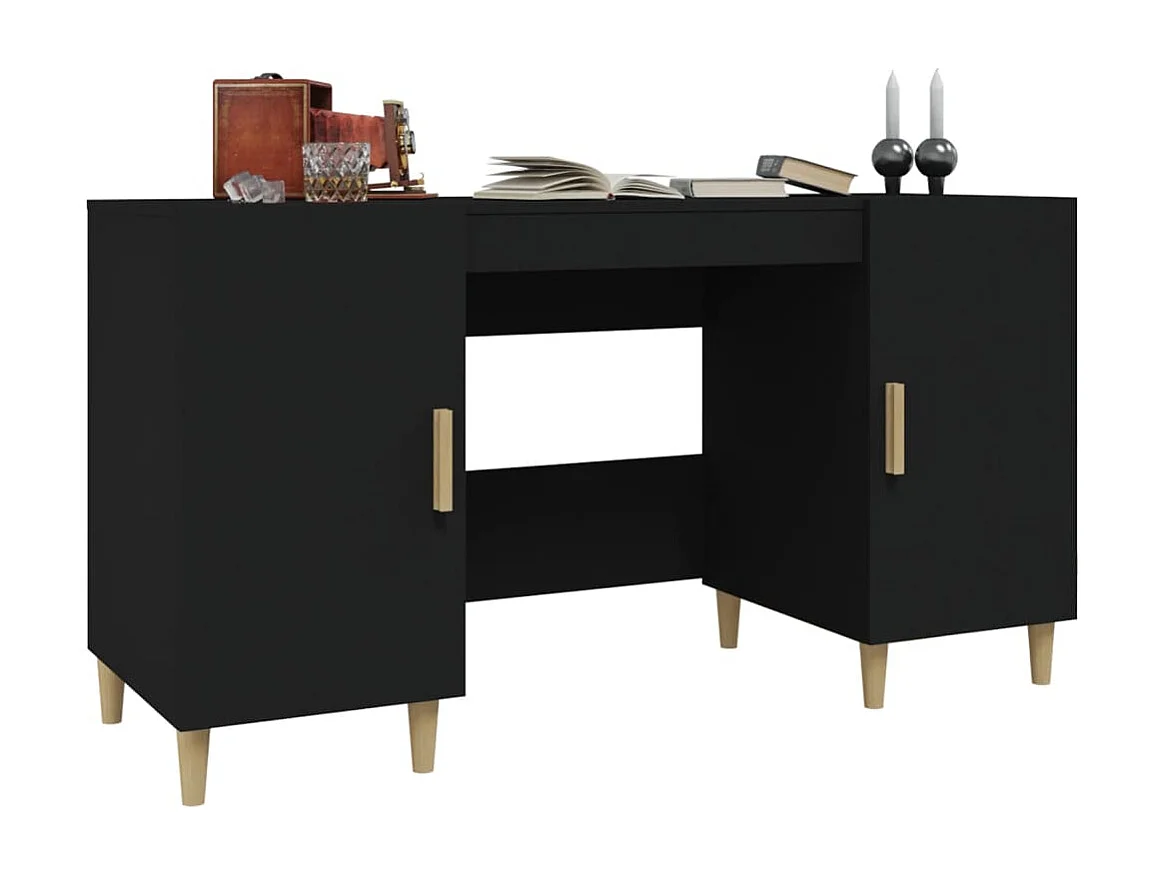 Bureau Noir 140x50x75 cm Bois d'ingénierie