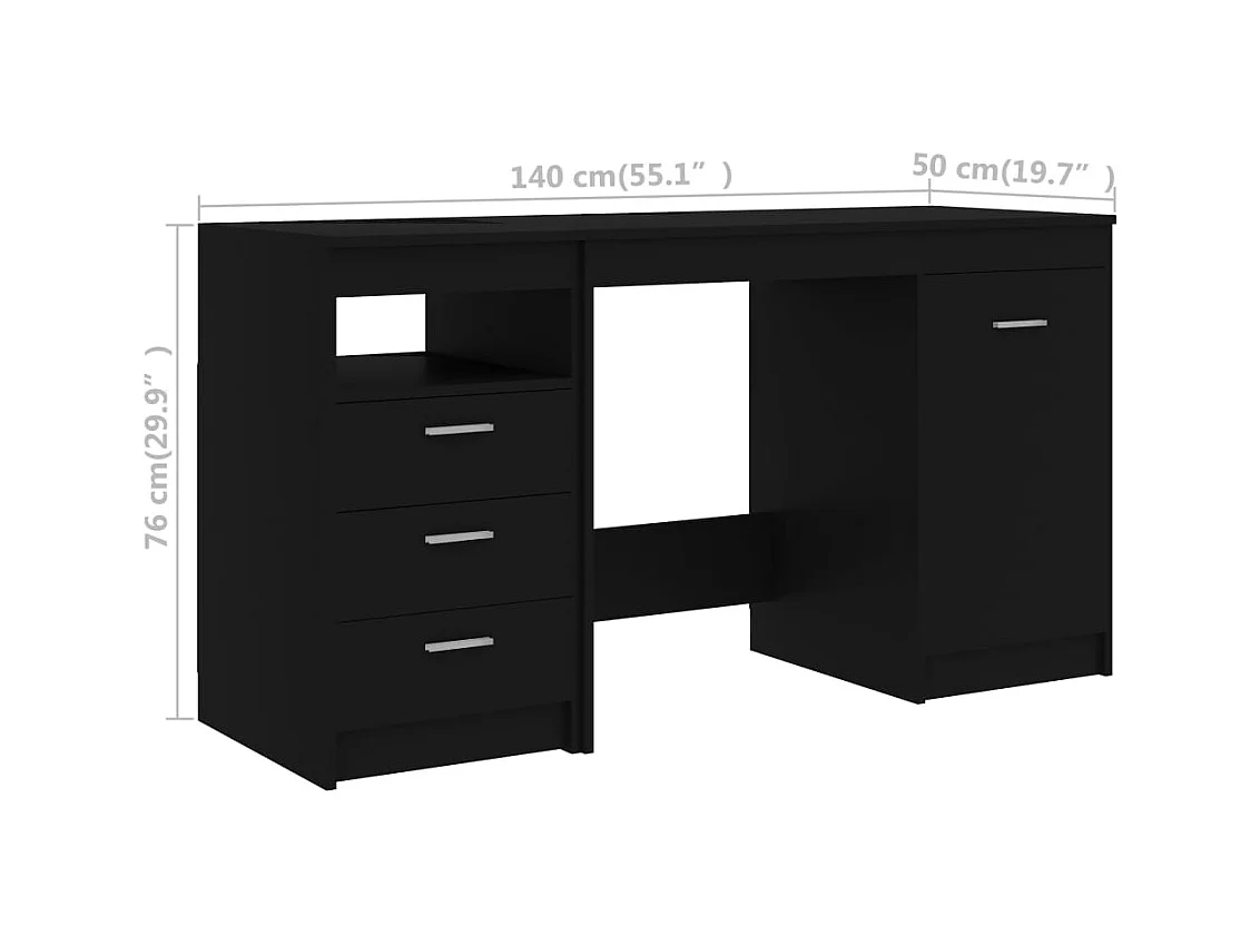 Bureau 140x50x76 cm bewerkt hout zwart