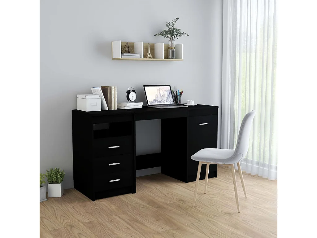 Bureau Noir 140x50x76 cm Bois d’ingénierie