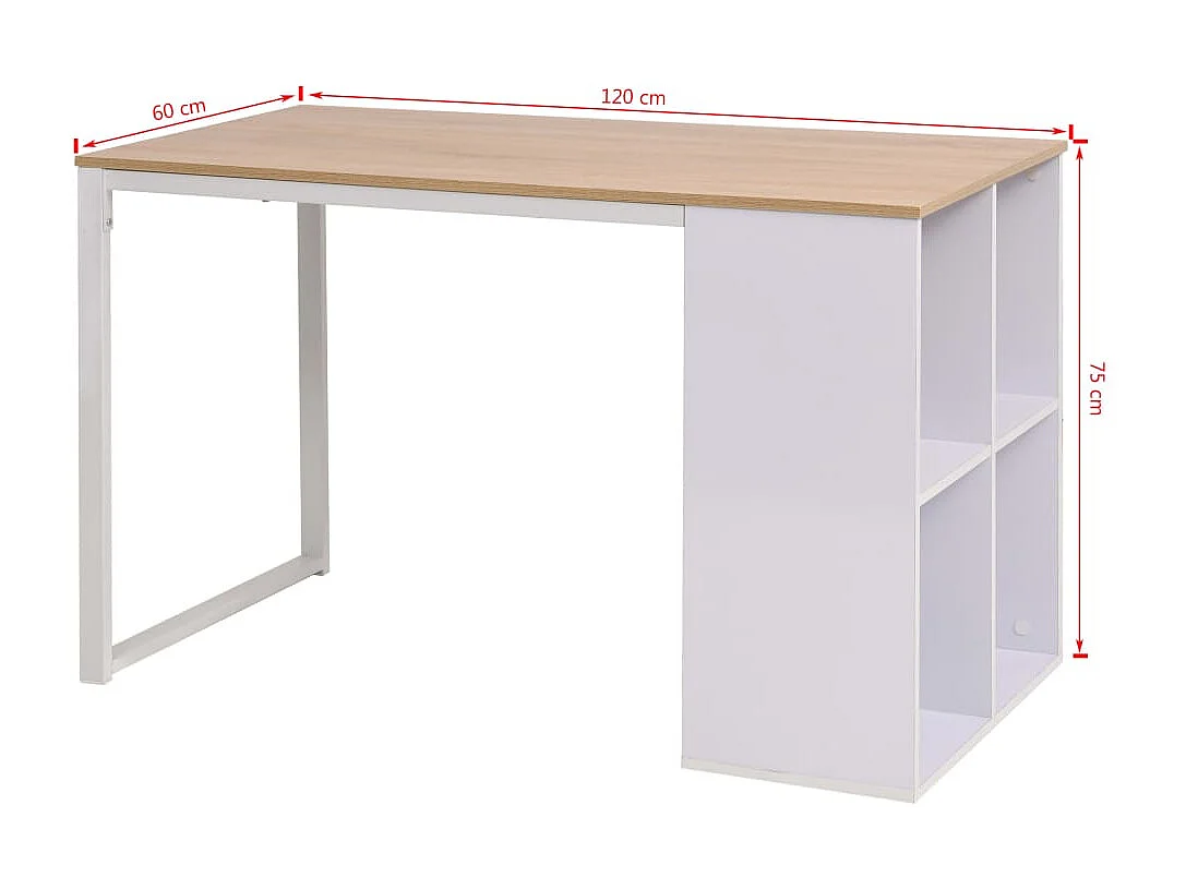 Table d'écriture 120x60x75 cm Chêne et blanc