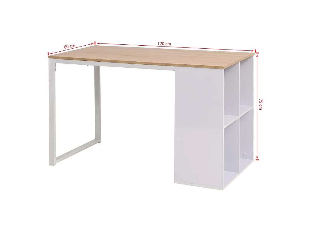 Table d'écriture 120x60x75 cm Chêne et blanc