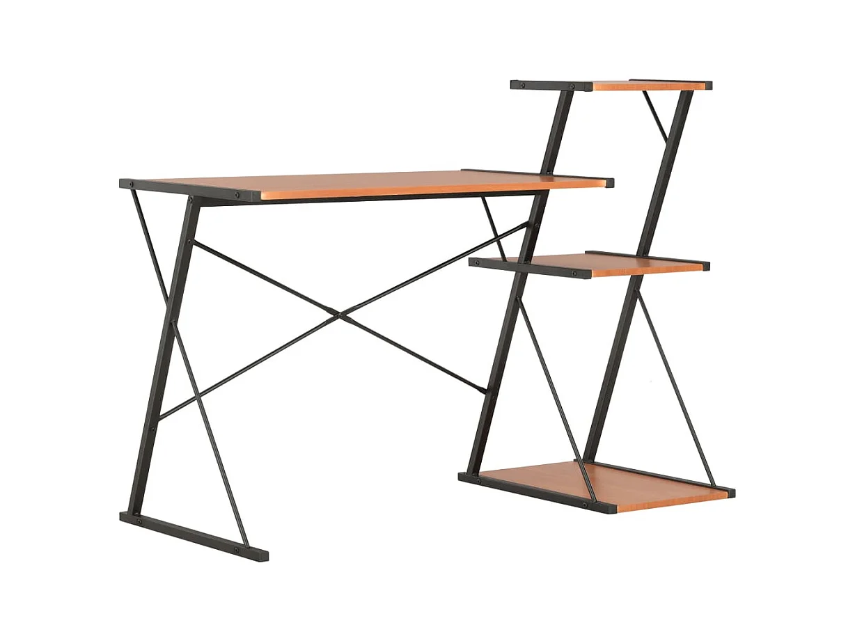 Bureau avec étagère Noir et marron 116x50x93 cm