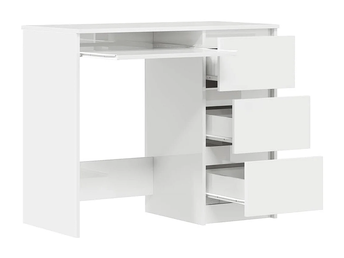 Scrivania Bianco Lucido 90x45x76 cm in Legno Multistrato