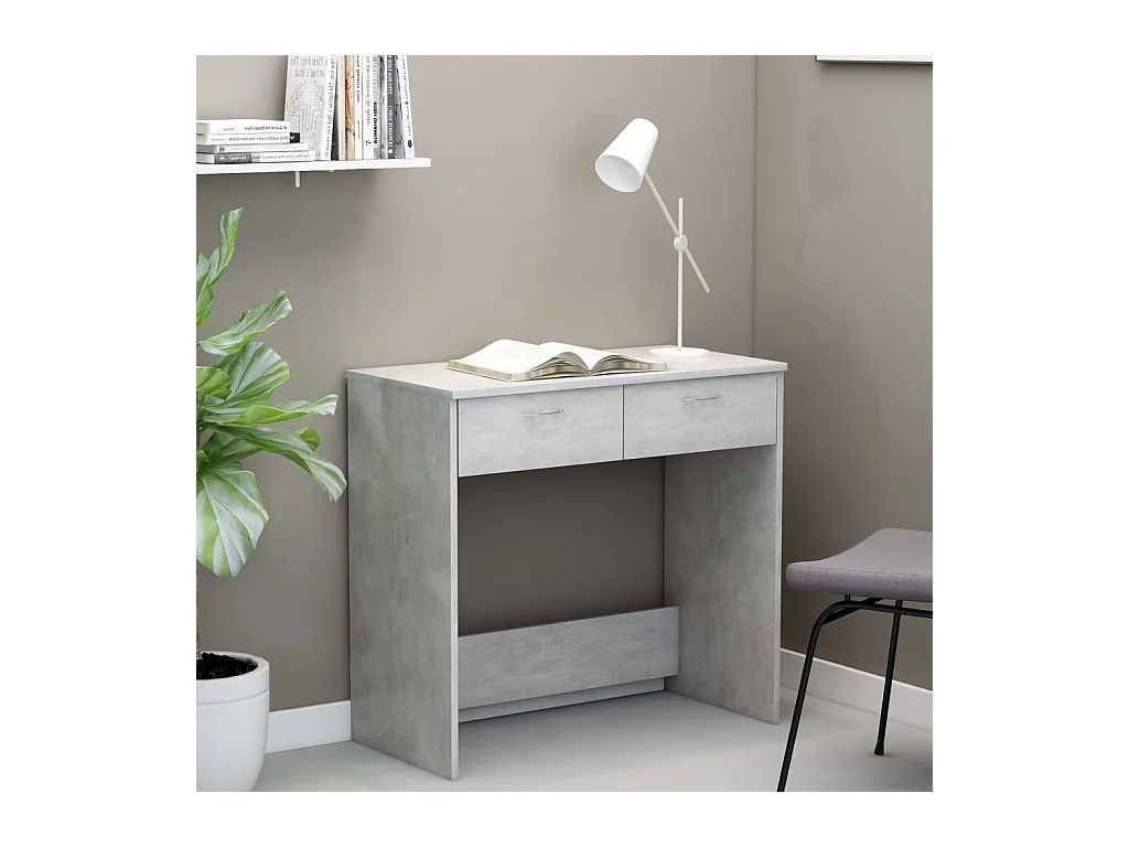 Bureau Gris béton 80x40x75 cm Bois d’ingénierie