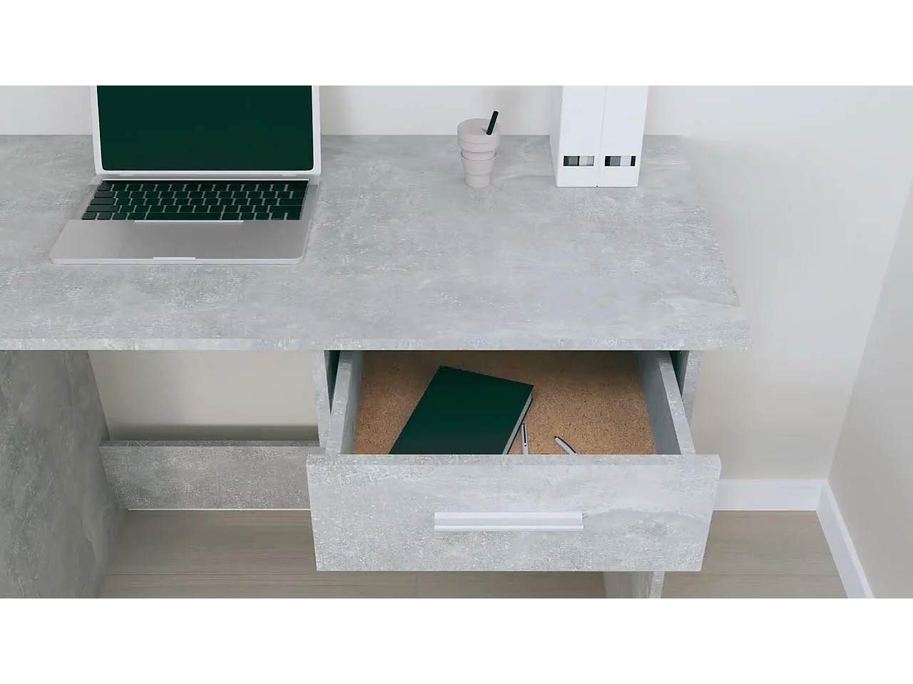 Bureau Gris béton 100x50x76 cm Bois d’ingénierie