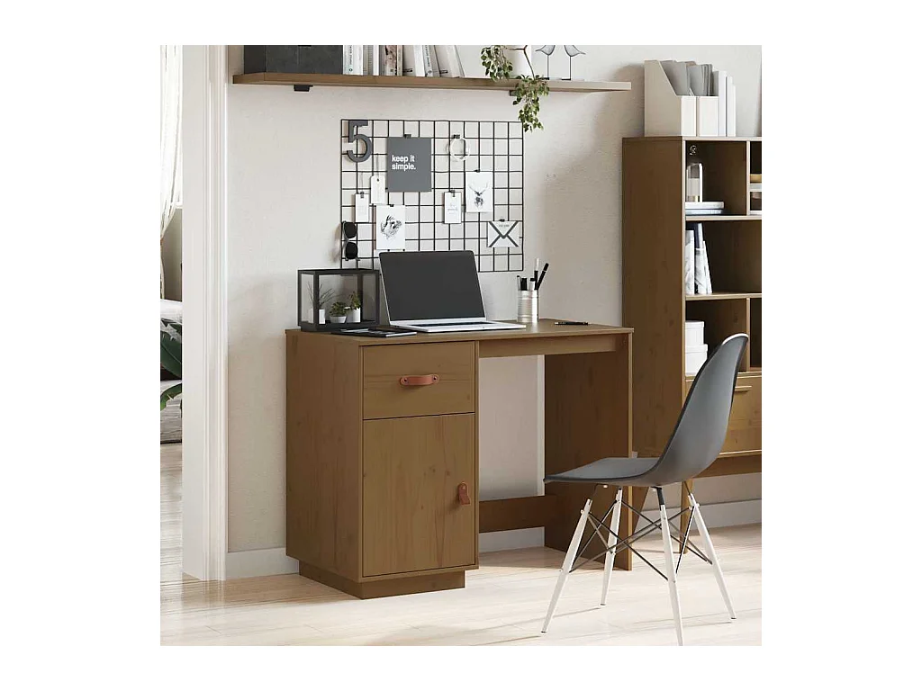 Bureau 95x50x75 cm massief grenenhout honingbruin