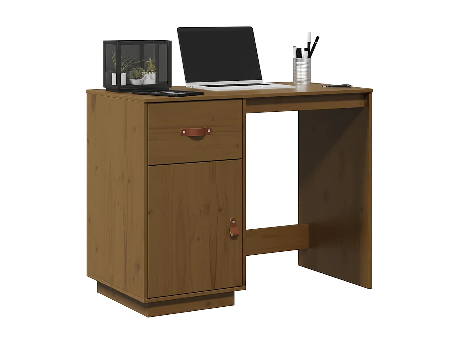 Secretária 95x50x75 cm pinho maciço castanho-mel