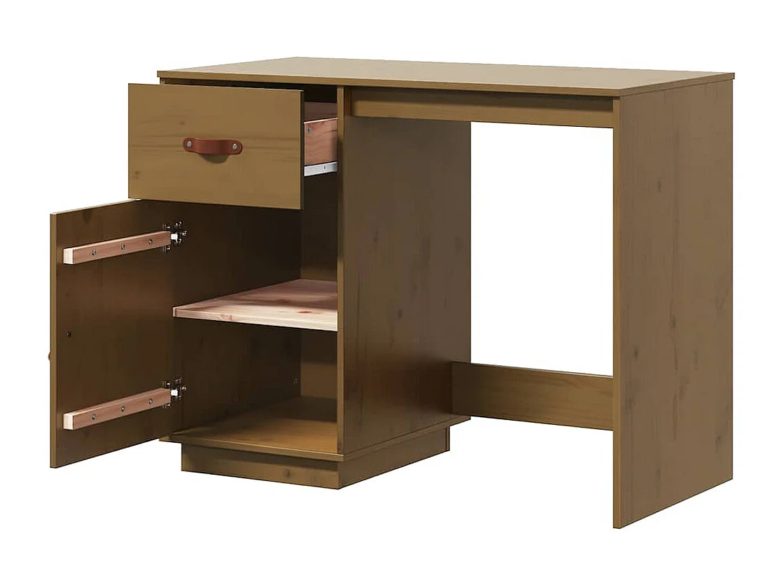 Bureau 95x50x75 cm massief grenenhout honingbruin