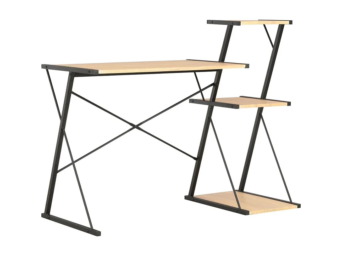 Escritorio con estantería negro y roble 116x50x93 cm