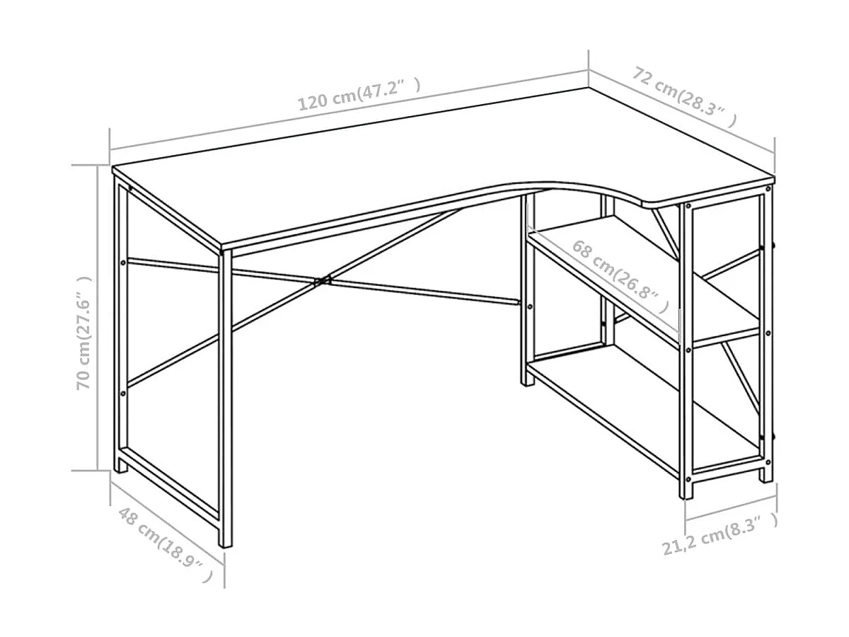 Computertisch Weiß 120x72x70 cm