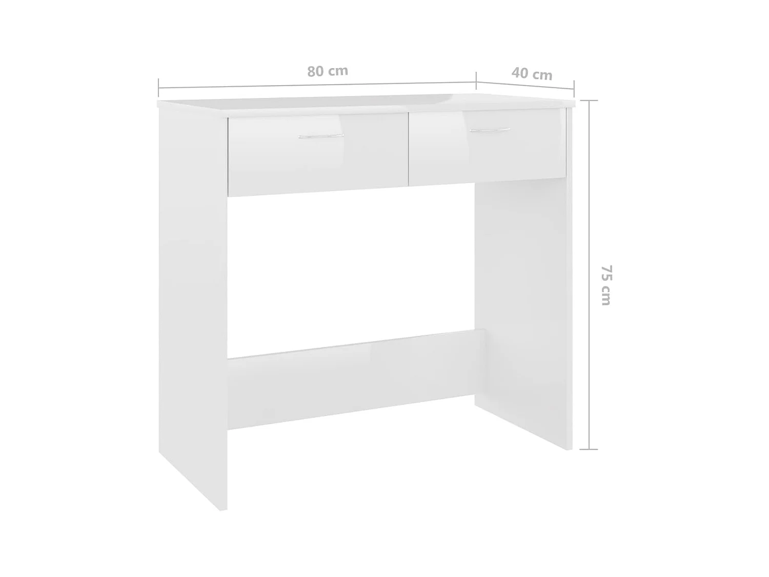 Schreibtisch Hochglanz-Weiß 80x40x75 cm Holzwerkstoff