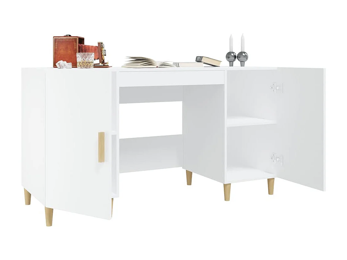 Bureau 140x50x75 cm bewerkt hout wit