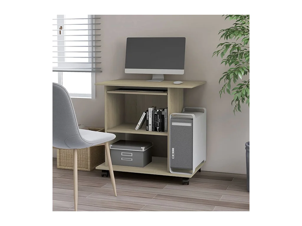 Bureau d'ordinateur Chêne sonoma 80x50x75 cm Bois d'ingénierie