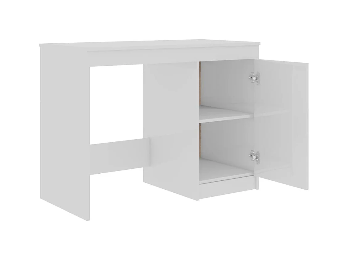 Bureau Blanc brillant 140x50x76 cm Bois d’ingénierie