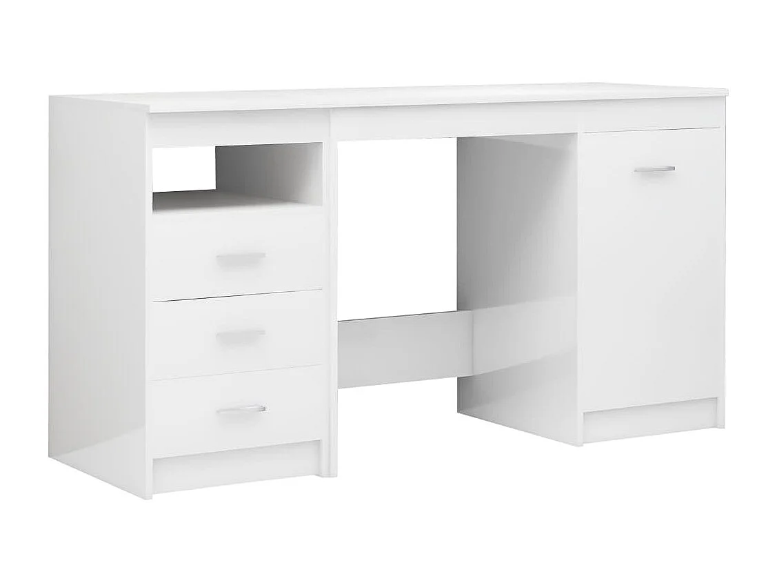 Bureau 140x50x76 cm bewerkt hout hoogglans wit