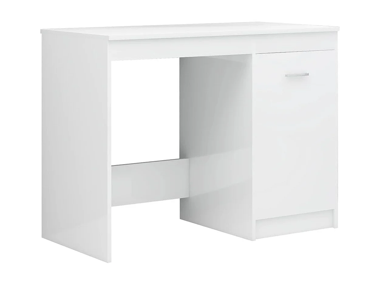 Bureau 140x50x76 cm bewerkt hout hoogglans wit