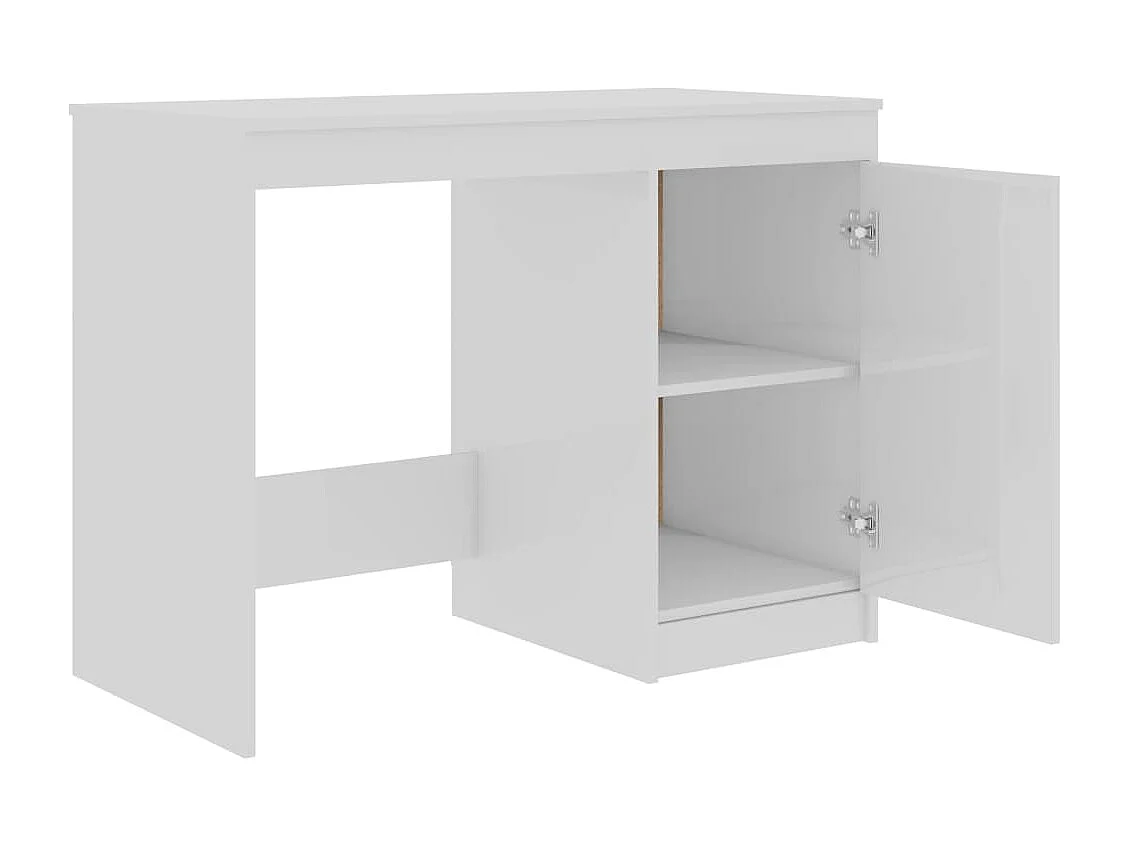 Bureau 140x50x76 cm bewerkt hout hoogglans wit