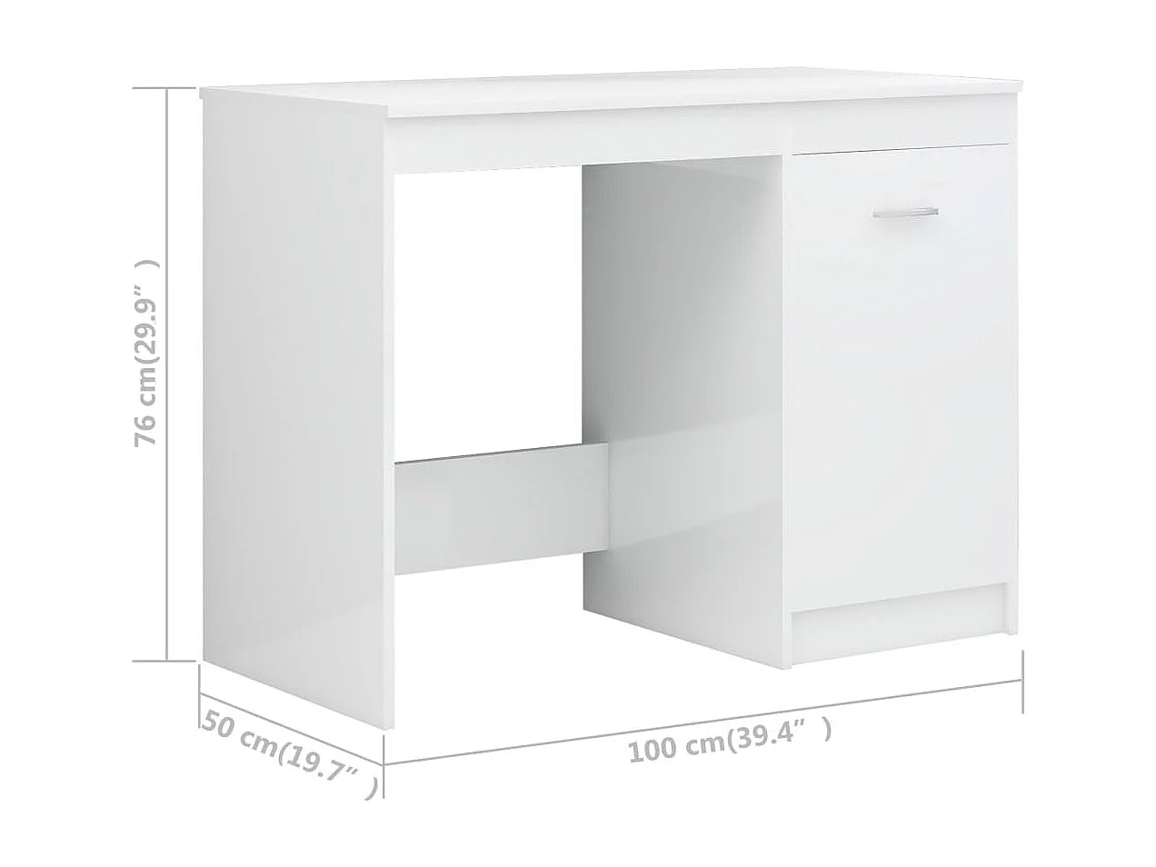 Bureau 140x50x76 cm bewerkt hout hoogglans wit