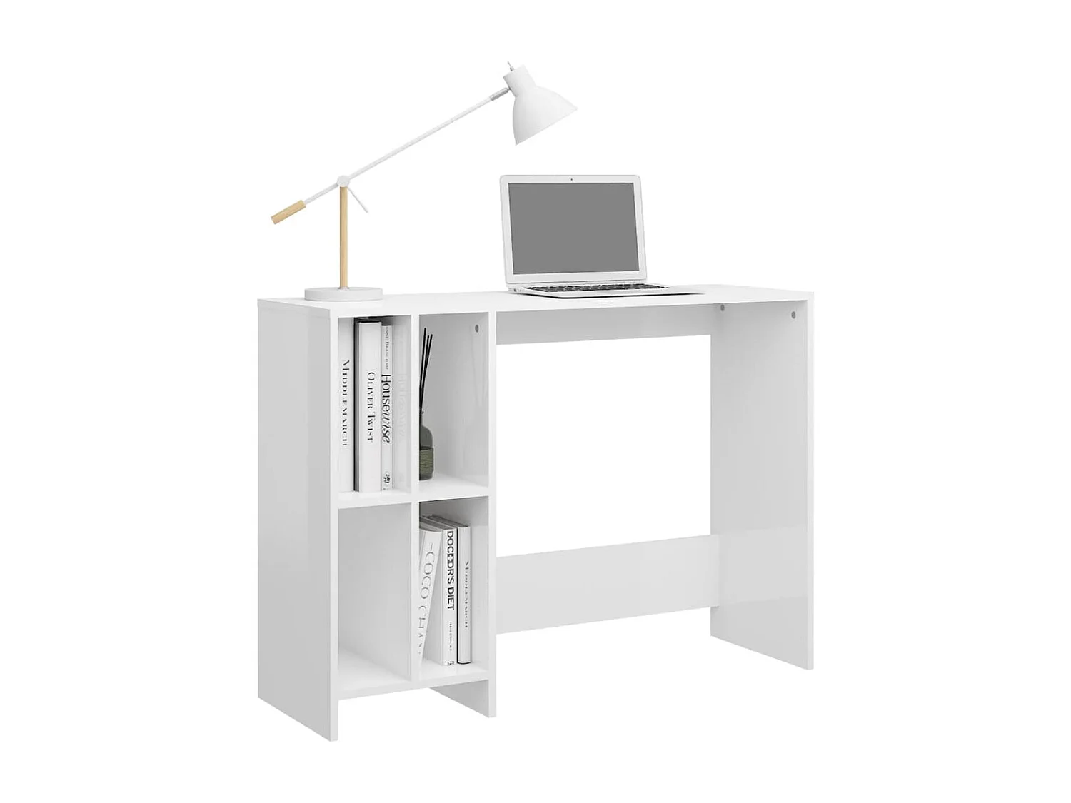 Bureau d'ordinateur portable blanc brillant bois d'ingénierie