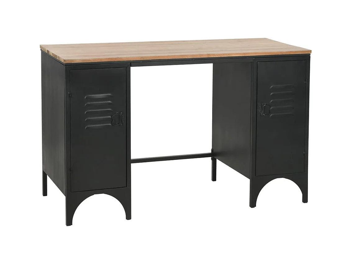 Bureau à double piédestal Bois de sapin et acier 120x50x76 cm