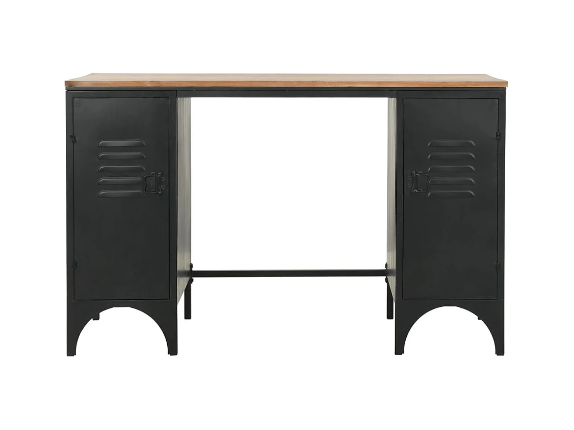Bureau à double piédestal Bois de sapin et acier 120x50x76 cm