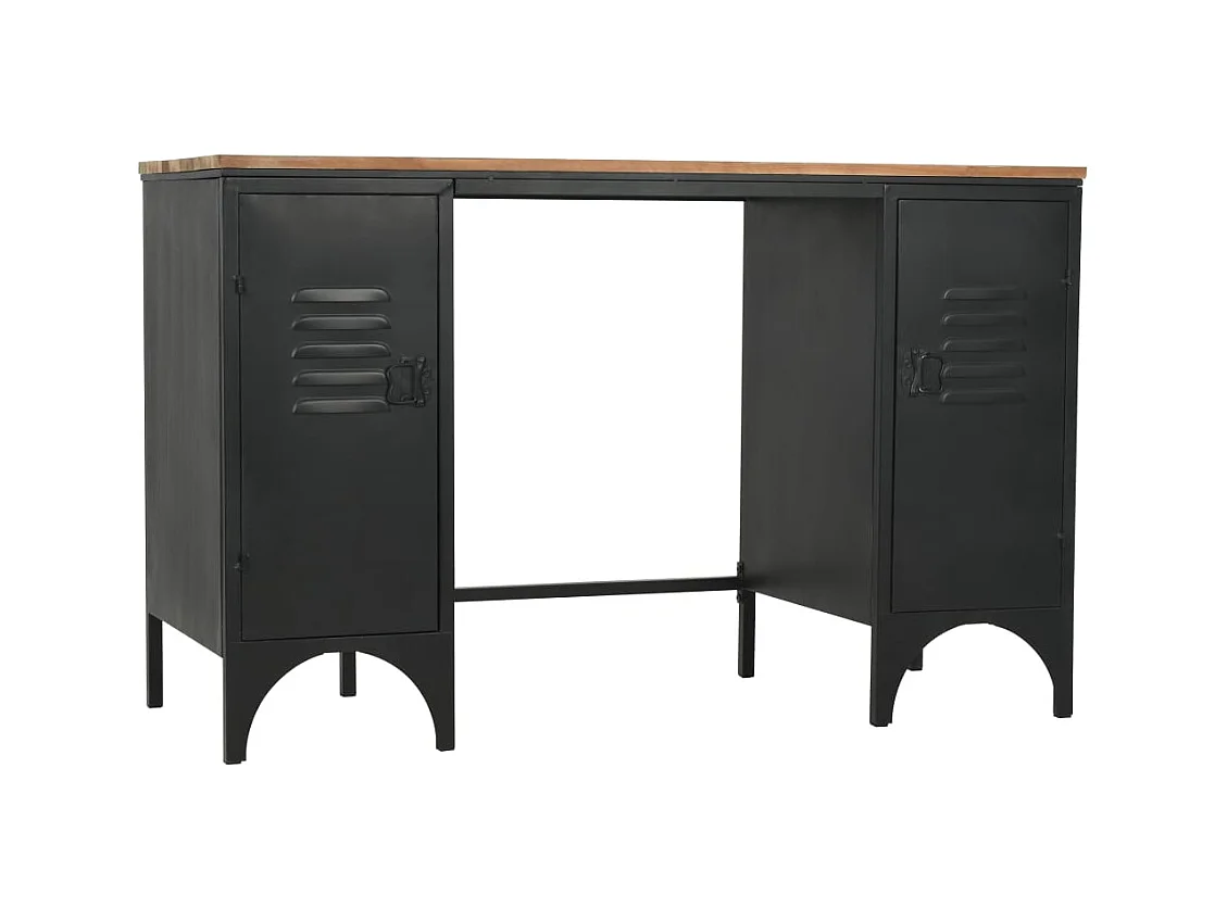 Bureau à double piédestal Bois de sapin et acier 120x50x76 cm