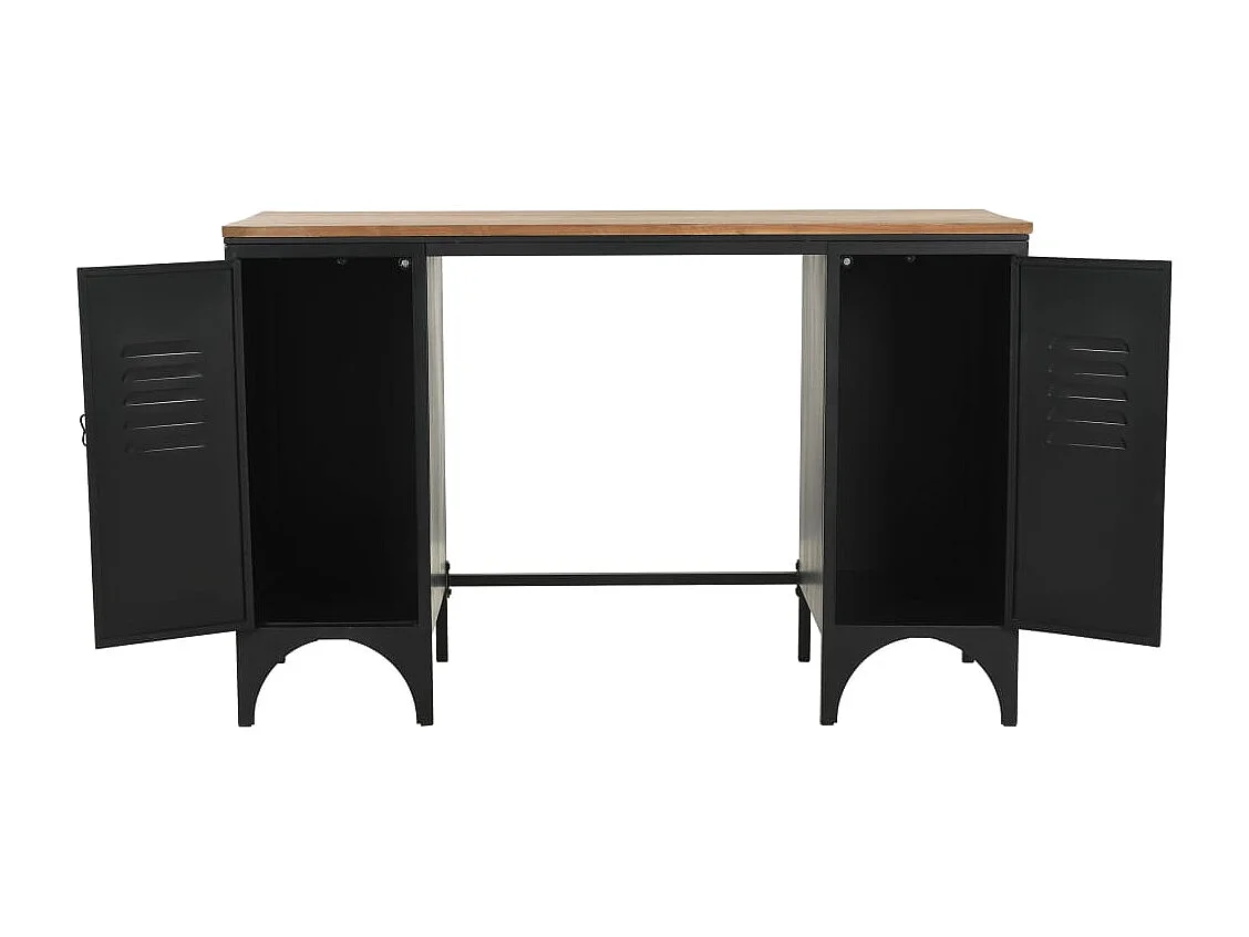 Bureau à double piédestal Bois de sapin et acier 120x50x76 cm