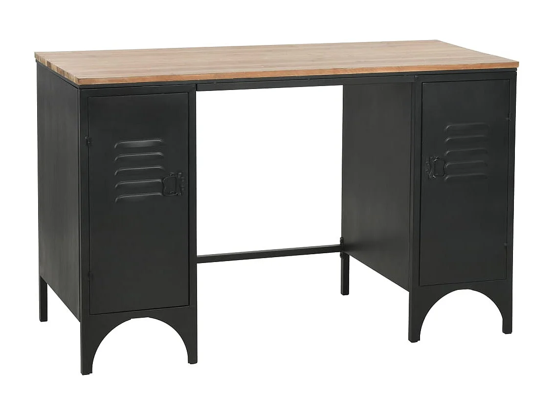Bureau à double piédestal Bois de sapin et acier 120x50x76 cm