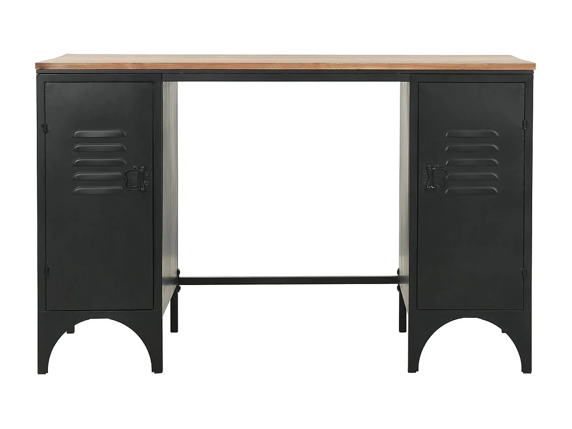 Bureau à double piédestal Bois de sapin et acier 120x50x76 cm