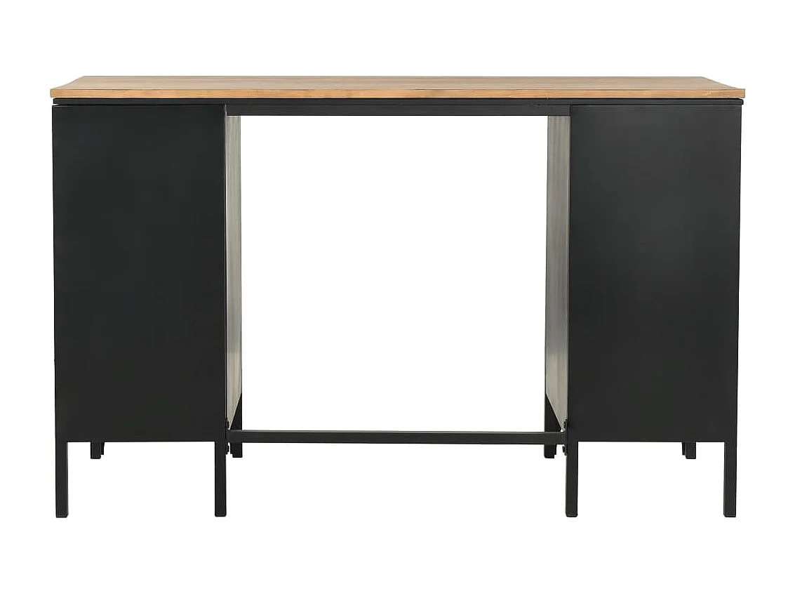 Bureau à double piédestal Bois de sapin et acier 120x50x76 cm