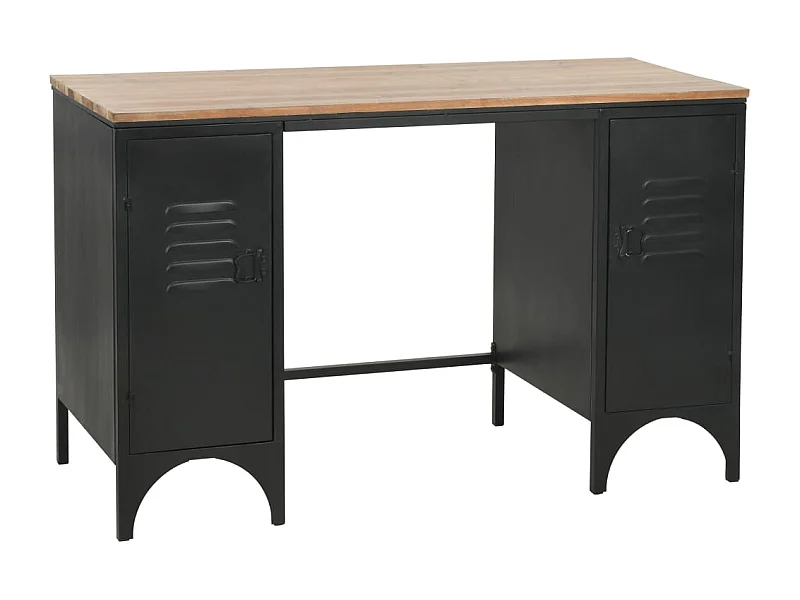 Bureau à double piédestal Bois de sapin et acier 120x50x76 cm