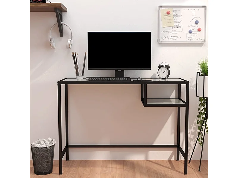 Escritorio para ordenador vidrio blanco mármol 100x36x74 cm