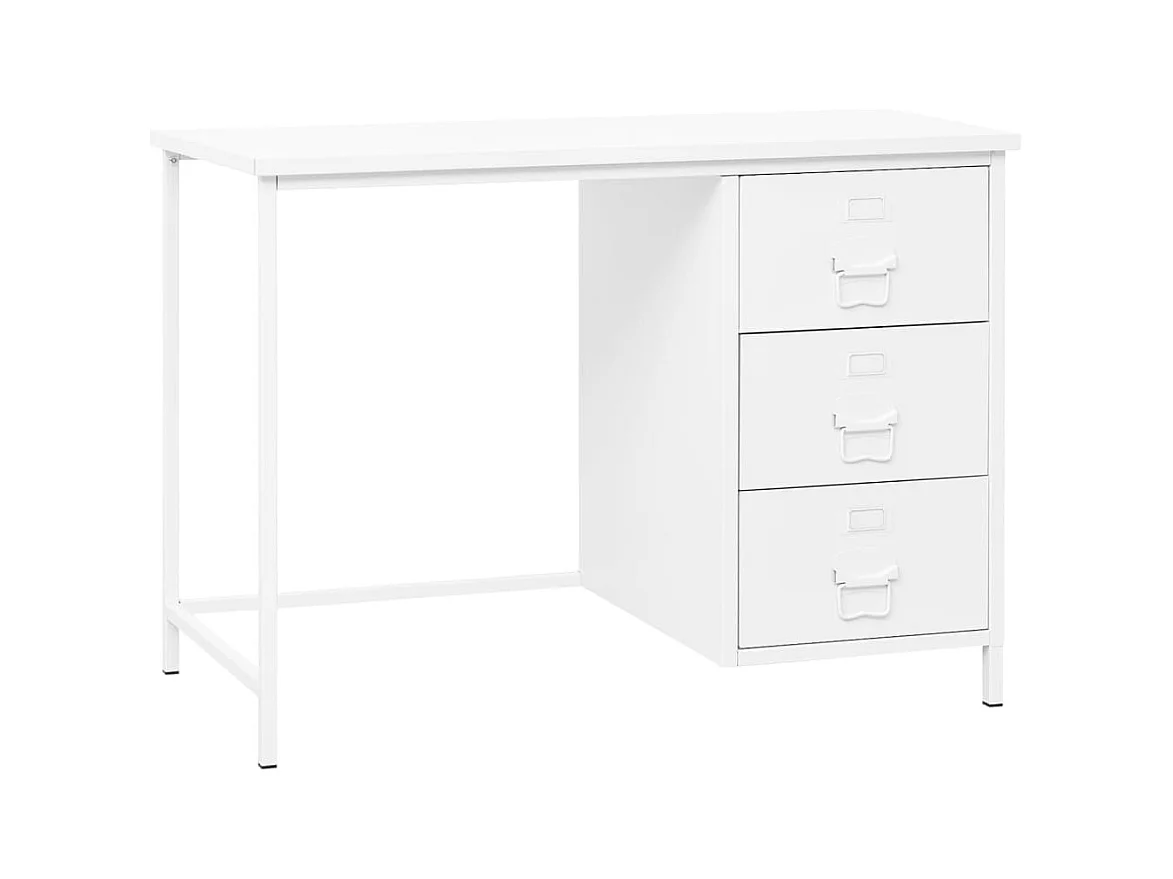 Bureau industriel avec tiroirs Blanc 105x52x75 cm Acier