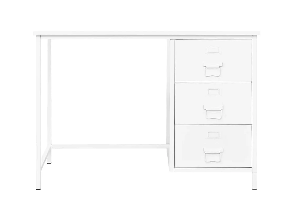 Bureau industriel avec tiroirs Blanc 105x52x75 cm Acier