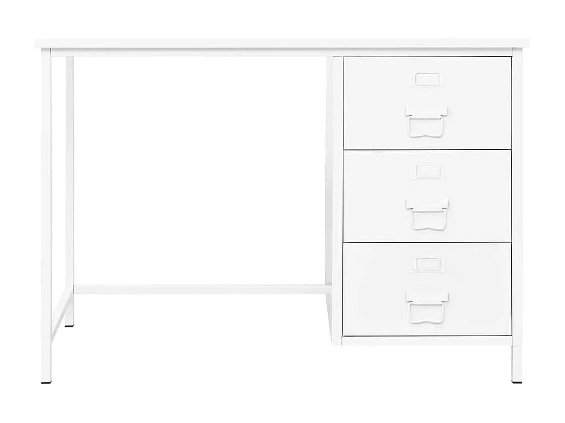 Bureau industriel avec tiroirs Blanc 105x52x75 cm Acier